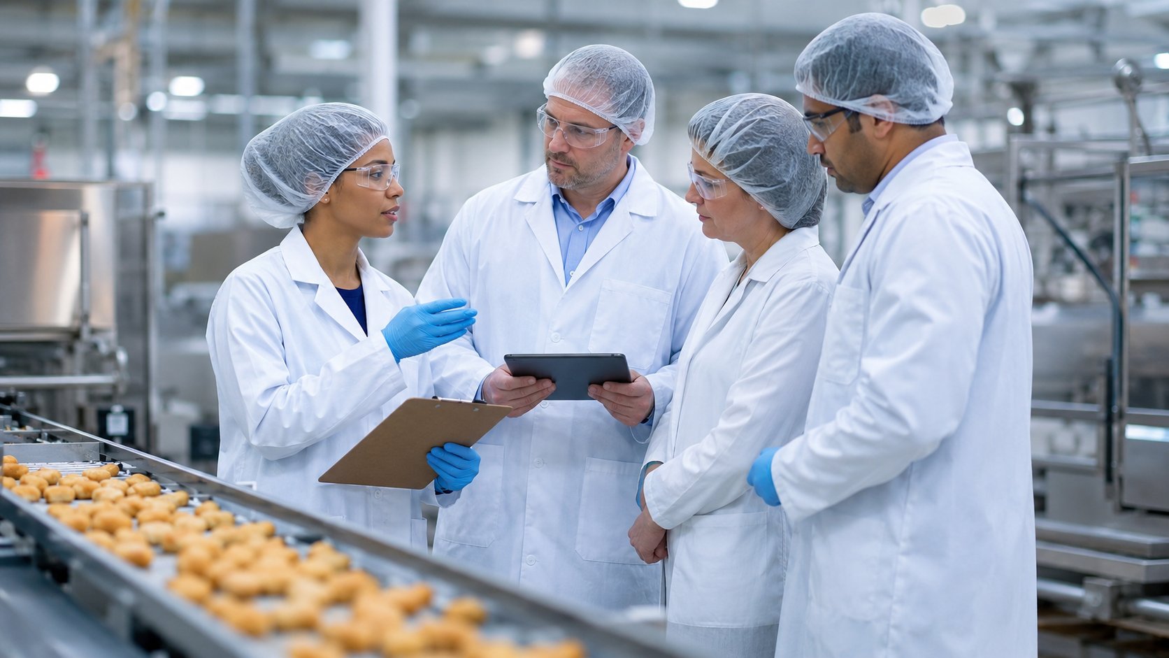 Food manufacturing team with supervisor